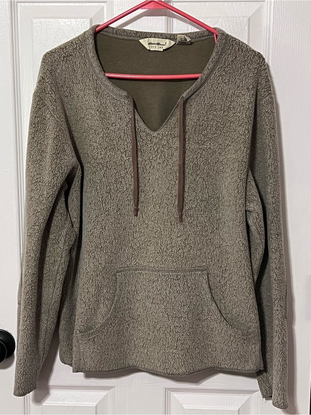 Eddie Bauer XL Textured Fleece Pullover Sweatshirt Olive Green